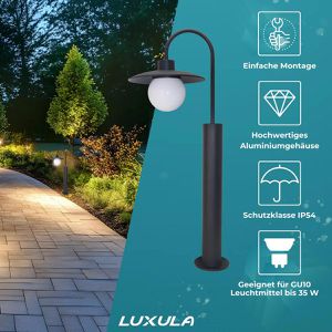 Produktbild für Wegeleuchte Luxula LX700203, schwarz, mit 230 V Netzstrom