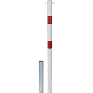 Absperrpfosten Alberts Stabo, 2 Ösen, rot/weiß, aus Metall