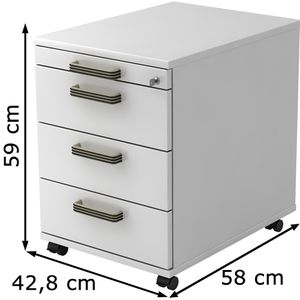 Produktbild für Rollcontainer Hammerbacher Solid AC30, aus Holz, weiß