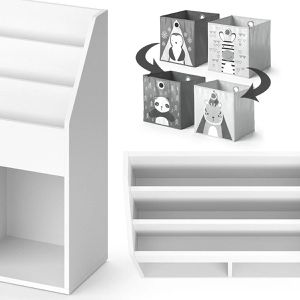 Produktbild für Bücherregal Vicco Luigi, weiß, mit 2 Faltboxen