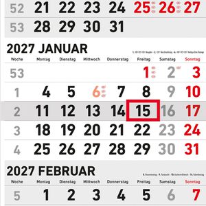 Produktbild für 3-Monatskalender Zettler 957-0011, mit Ferienübersicht