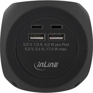 Produktbild für Steckdosenwürfel InLine Charging Cube, mit Schalter, schwarz