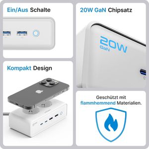 Produktbild für Steckdosenleiste Voomy Power S20 20W, mit 2m Kabel