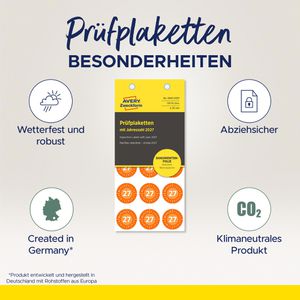 Produktbild für Prüfplaketten Zweckform 6945, mit Jahreszahl 2027