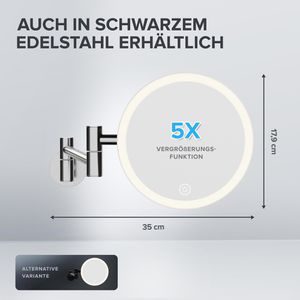 Produktbild für Kosmetikspiegel ovimar Vorupor, dimmbare Beleuchtung, silber