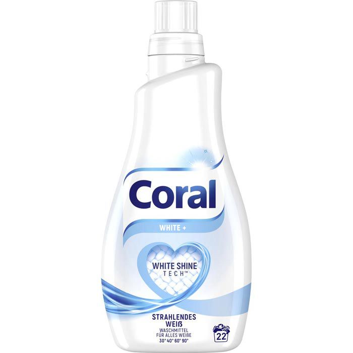 Coral Waschmittel White+, flüssig, 1 Liter, 20 Waschladungen – Böttcher AG