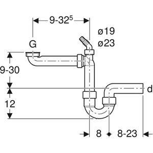 Produktbild für Siphon Geberit Raumsparsiphon für Küchenspüle