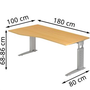 Produktbild für Schreibtisch Hammerbacher U-Serie, buche / silber