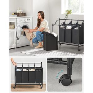 Produktbild für Wäschekorb Songmics LSF005, schwarz, 4 Fächer