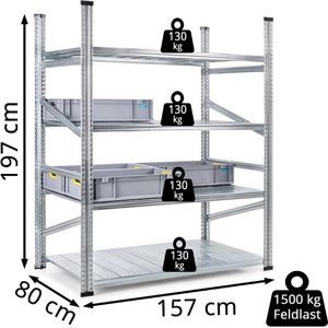 Produktbild für Weitspannregal GEWE 815G4R, 4 Metallböden