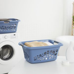 Produktbild für Wäschekorb Rotho Flowers, blau, mit Griffen