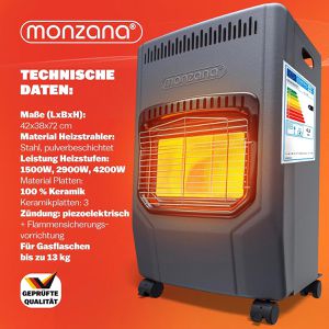 Produktbild für Heizstrahler Monzana 109701, Piezo, outdoor