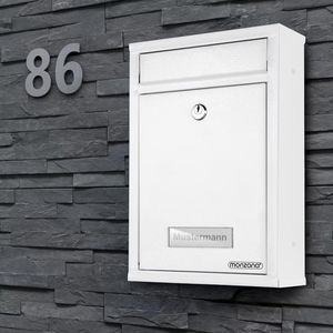 Produktbild für Briefkasten Monzana 105259, weiß, aus Stahl