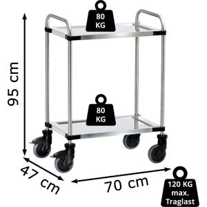 Produktbild für Servierwagen Fetra 5036, silber, aus Edelstahl
