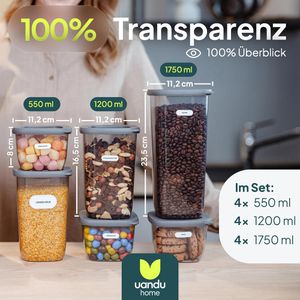 Produktbild für Vorratsdose uandu 12 Mix grau, aus Kunststoff
