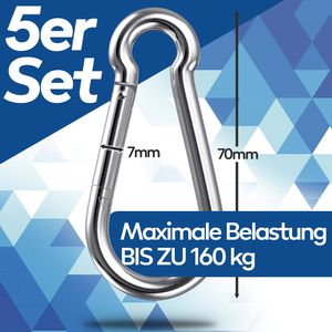 Produktbild für Karabinerhaken GARSIDURO KH-W5-07070-5, Edelstahl