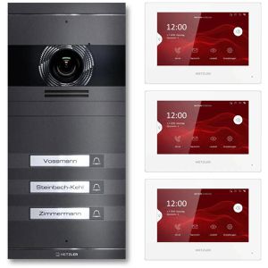 Produktbild für Türsprechanlage Metzler VDM10 2.0 grau, 3 Monitore, LAN