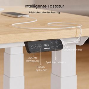 Produktbild für Schreibtisch FlexiSpot E7W Plus, ahorn / weiß