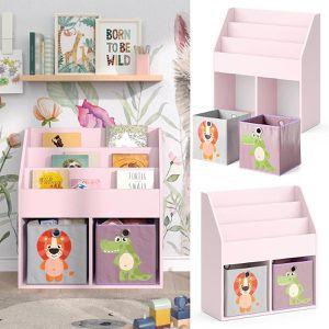 Produktbild für Bücherregal Vicco Luigi, rosa, mit 2 Faltboxen