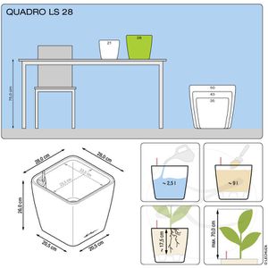 Produktbild für Übertopf Lechuza QUADRO LS 28, taupe hochglanz, 28 x 26 x 28cm