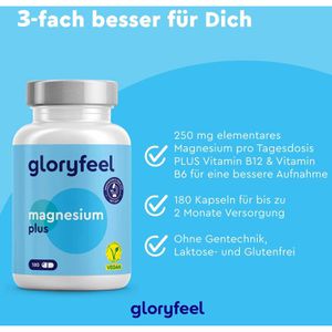 Produktbild für Magnesium gloryfeel plus, 180 Kapseln