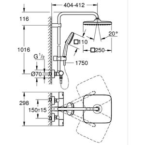 Produktbild für Duschsystem GROHE Vitalio Comfort 250, verchromt