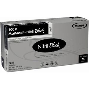 Produktbild für Einmalhandschuhe MaiMed Nitril black, schwarz, 100 Stück