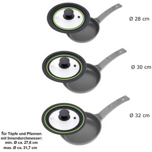 Produktbild für Glasdeckel Gräwe DE028-032.C1, schwarz, 28/30/32cm