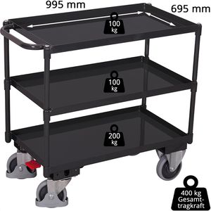 Produktbild für Tischwagen VARIOfit sw-700.610/AG, aus Metall