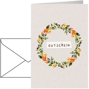 Böttcher-AG Gutscheinkarte 11,5 x 17 cm, mit Umschlag, Motiv: Blumenkranz