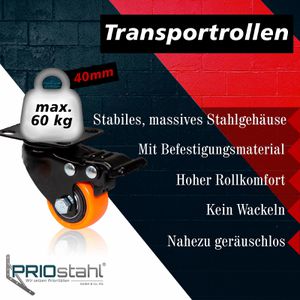 Produktbild für Möbelrolle PRIOstahl mit Anschraubplatte, 4 Stück