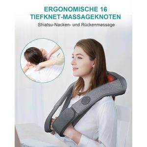 Produktbild für Nackenmassagegerät Nekteck Shiatsu, grau, mit Akku