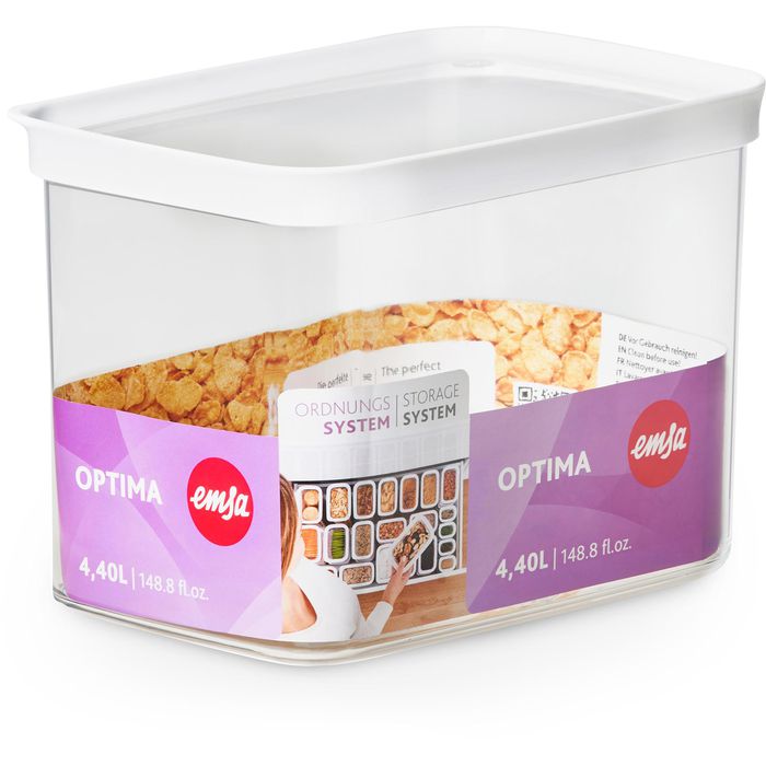 Emsa Vorratsdose Optima N1142500, aus Kunststoff, 4,4 Liter, transparent, luftdicht – Böttcher AG