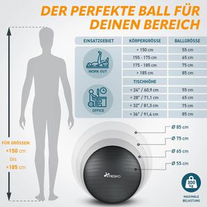 Produktbild für Gymnastikball Tresko Anti-Burst, mit Luftpumpe