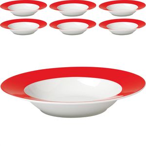 Van-Well Teller Vario, Suppenteller, Porzellan, rund, Ø 21,5 cm, rot, 6 Stück