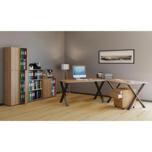 Produktbild für Schreibtisch VCM Lona, 914612, sonoma eiche / schwarz