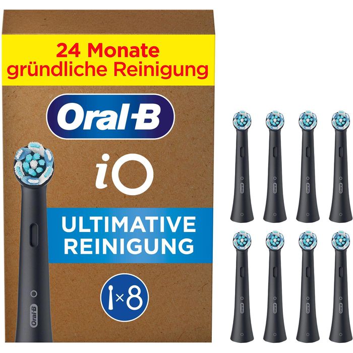 Oral-B Aufsteckbürsten iO Ultimative Reinigung, schwarz, in briefkastenfähiger Verpackung, 8 Stück – Böttcher AG