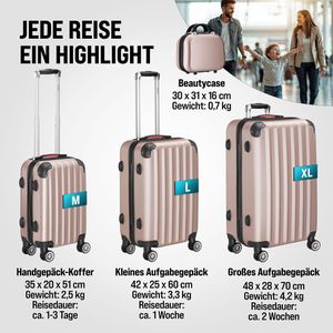 Produktbild für Koffer Monzana rose, 4-teilig + Zubehör