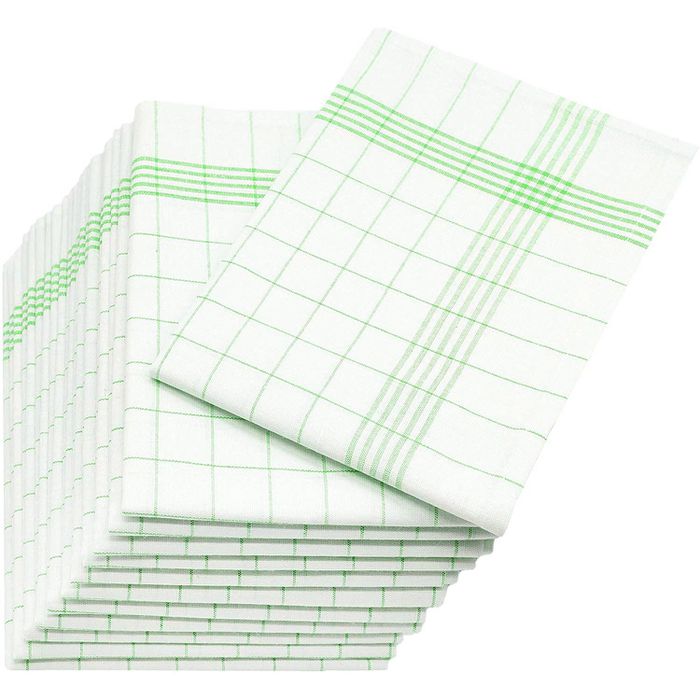 Zollner Geschirrtuch 27200, 50 x 70 cm, 12 Stück, 50% Leinen, 50% Baumwolle, grün-weiß, kariert – Böttcher AG