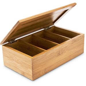 Teebox Relaxdays 10018875, für Teebeutel, natur, aus Bambus