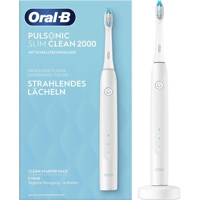 Oral-B Elektrische-Zahnbürste Pulsonic Slim Clean, 2000, weiß, 2 Putzmodi,  mit 1 Aufsteckbürste – Böttcher AG