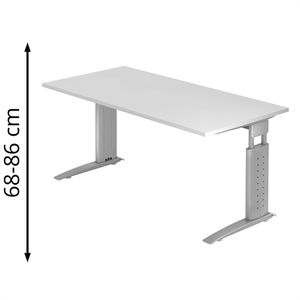 Schreibtisch Hammerbacher U-Serie, weiß / silber