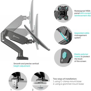 Produktbild für Monitorhalterung Onkron G160-B, VESA 75x75 &amp; 100x100 mm