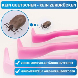 Produktbild für Zeckenhaken BluePet Tick Remover, pink, 3er Set