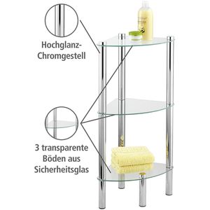 Produktbild für Badregal Wenko Yago 15850100, aus Glas / Edelstahl, verchromt