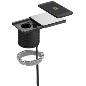 Produktbild für Einbausteckdose EVOline Square80, silber, mit 3 m Kabel
