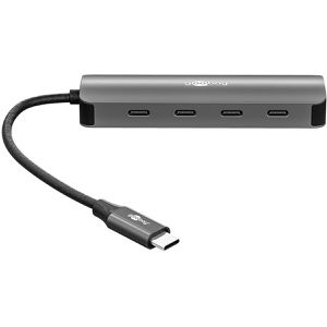 Produktbild für USB-Hub Goobay 76565, grau, mit Metallgehäuse