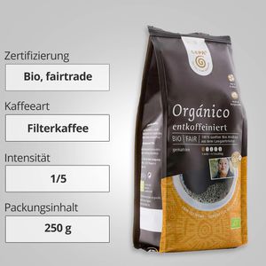 Produktbild für Kaffee GEPA Organico, entkoffeiniert, BIO