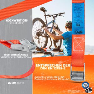 Produktbild für Spanngurt NTG LS.7103, rot, mit Klemmschloss