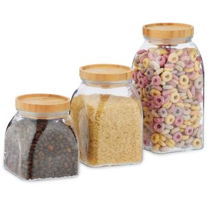 Produktbild für Vorratsglas Relaxdays 10030940 mit Bambusdeckel